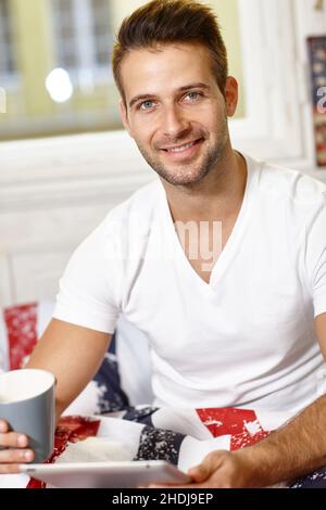 man, tablet-pc, guy, men, ipad, tablet pc Stock Photo