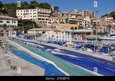 fishing nets, fishing port, port de soller, fishing net, fishing ports Stock Photo