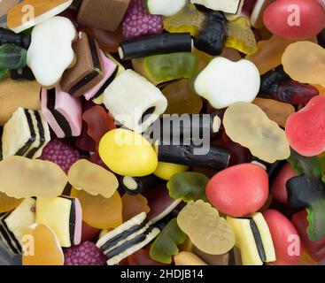 Assorted gummy candies. Top view of Colorful Jelly sweets Stock Photo