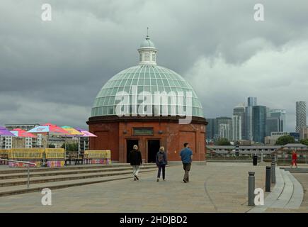 Entrance to Greenwich Foot Tunnel under the River Thames in London Stock Photo