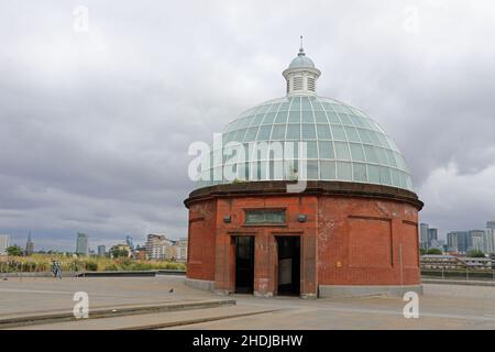 Entrance to Greenwich Foot Tunnel under the River Thames in London Stock Photo