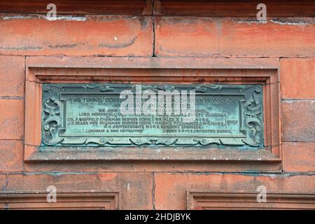 Greenwich Foot Tunnel Plaque in London Stock Photo