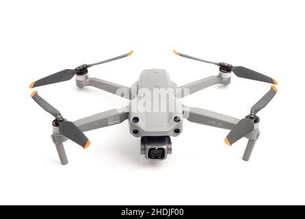 ISTANBUL, TURKEY - JANUARY 6, 2022: DJI Air 2S Drone on white background. Professional drone top view. Stock Photo