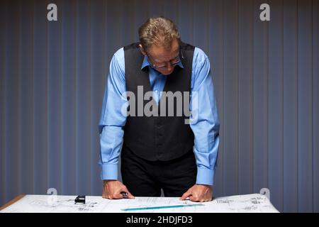 pensive, floorplan, architect, pensives, floorplans, architects Stock Photo
