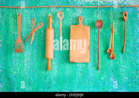 wood, rustic, kitchen tools, woodland, woodlands, woods, rustics Stock Photo