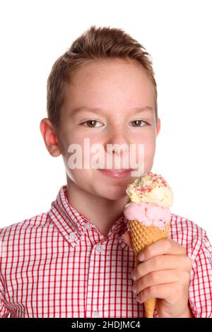 boy, scoop, ice cream wafer, boys, scoops, ice-cream wafers Stock Photo
