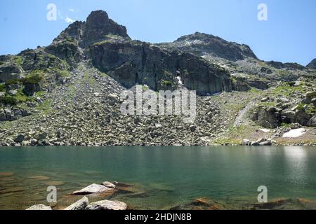 Amazing Landscape of Rila Mountain near The Scary lake, Bulgaria Stock Photo