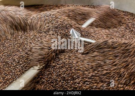 Coffee beans being roasted in Jarabacoa, Dominican Republic Stock Photo
