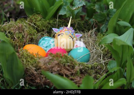 easter egg, easter nest, easter eggs, easters Stock Photo