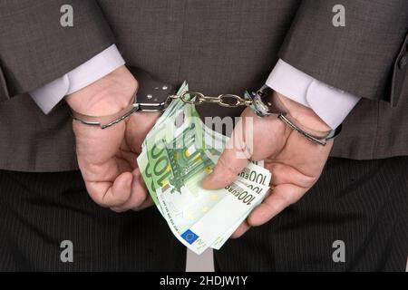 man, white collar crime, handcuff, guy, men, white collar crimes, handcuffs Stock Photo