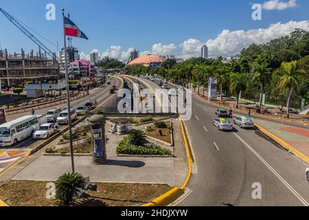 SANTO DOMINGO, DOMINICAN REPUBLIC - DECEMBER 9, 2018: View of 27 de Febrero avenue in Santo Domingo, capital of Dominican Republic Stock Photo