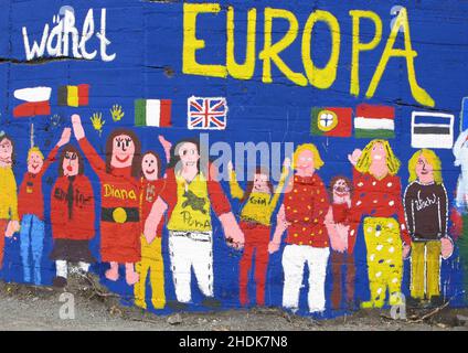 europe, mural, eu, elections in the european union, europes, murals, elections in the european unions Stock Photo