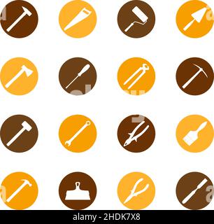 Set of construction tools on color bakground, vector illustration Stock Vector