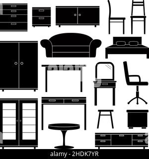 Set of furniture icons, vector illustration Stock Vector