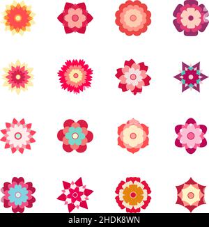 Set of colorful flowers, vector illustration Stock Vector