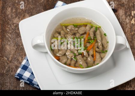 soup, liver spaetzle soup, liver spaetzle, soups Stock Photo