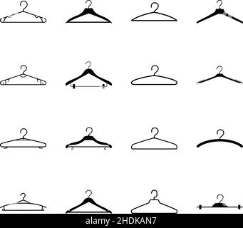 Set of black clothing hangers, vector illustration Stock Vector