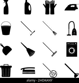 Set of cleaning icons, vector illustration Stock Vector