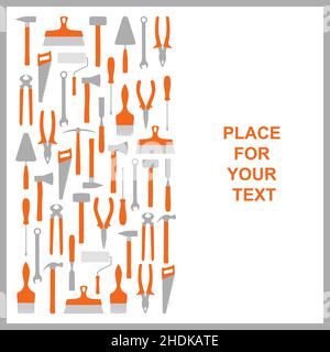 Construction and repair card with place for text, vector illustration Stock Vector