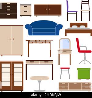Set of furniture icons, vector illustration Stock Vector