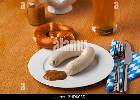 bavarian cuisine, oktoberfest, weisswurst, bavarian cuisines, bavarian food, oktoberfests, weisswursts Stock Photo