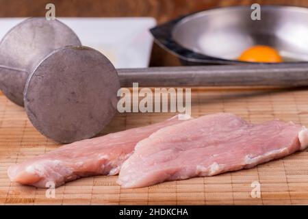 wiener schnitzel, meat tenderiser, wiener schnitzels, meat tenderisers Stock Photo