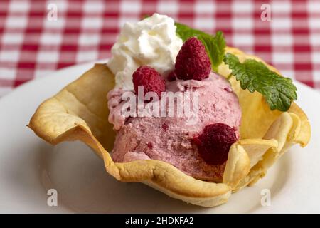 icecream, dessert, raspberry ice, ices, desserts Stock Photo