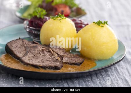 feast, dumpling, sauerbraten, feasts, dumplings, sauerbratens Stock Photo