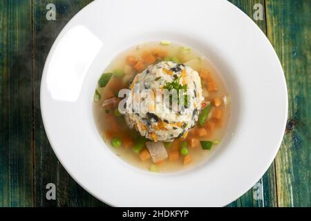 soup, carrot pumpkin seed knoedel, soups Stock Photo