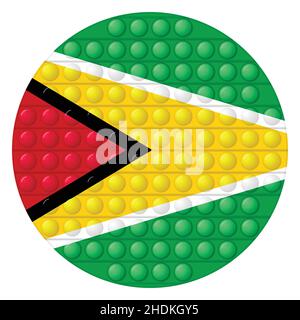 Glass light ball with flag of Guyana. Round sphere, template icon. National symbol. Glossy realistic ball, 3D vector illustration. Trendy antistress Stock Vector