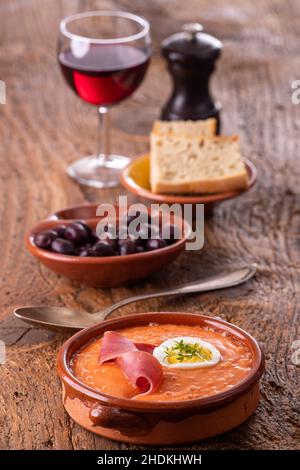 tapas, tomato soup, cold soup, salmorejo, tomato soups, cold soups Stock Photo