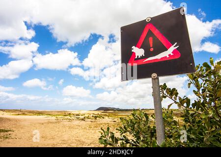 predator, warning sign, national park, iSimangaliso Wetland Park, predators, warning signs, national parks Stock Photo