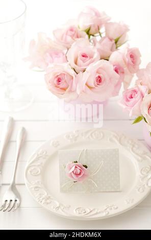 festive, table cover, rose bouquet, festives, table covers, rose bouquets Stock Photo