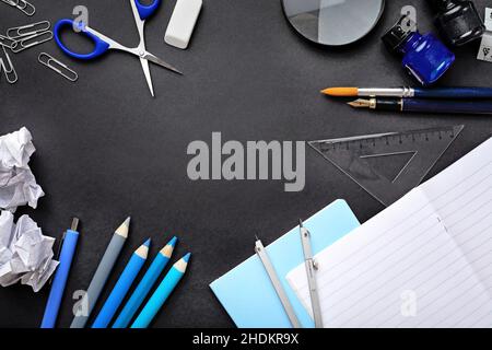 school supplies, stationery, work equipment, stationeries, work equipments Stock Photo