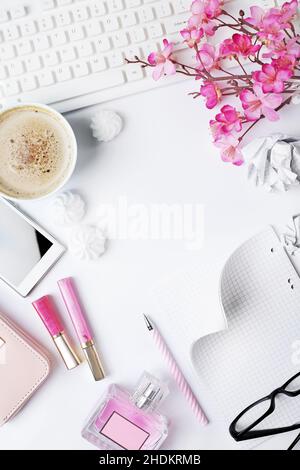 computer workstation, influencer, Blogger, computer workstations, desktop pc, workplace Stock Photo
