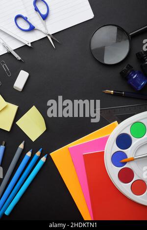 school supplies, stationery, stationeries Stock Photo