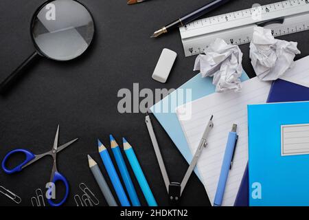 school supplies, stationery, stationeries Stock Photo