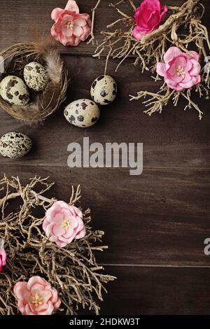 quail, bird's nest, spring decoration, quails, bird's nests, spring decorations Stock Photo