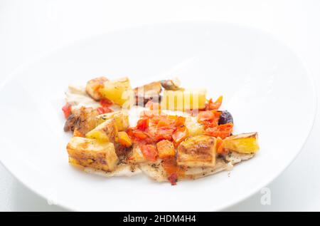 fish with potatoes, baked sea bream Stock Photo