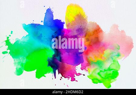 colour, multi colored, watercolor painting, blob, colours, multi coloreds, blobs, paint splat Stock Photo