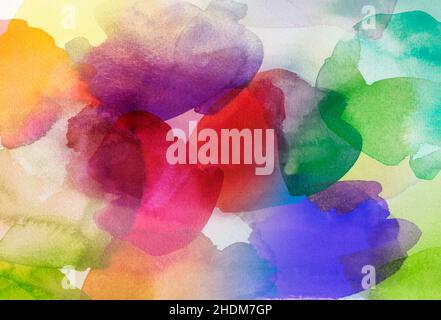 multi colored, watercolour paints, watercolor painting, blob, multi coloreds, watercolour paint, blobs, paint splat Stock Photo