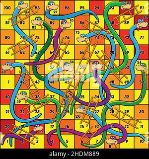 bright fun colorful snakes shoots and ladders board game design vector Stock Vector