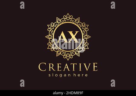 AX Initial Letter Luxury calligraphic feminine floral hand drawn heraldic monogram antique vintage style luxury logo design Premium Stock Vector