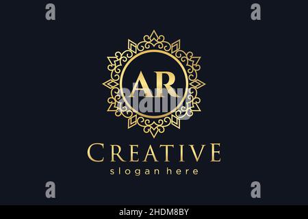 AR Initial Letter Luxury calligraphic feminine floral hand drawn heraldic monogram antique vintage style luxury logo design Premium Stock Vector