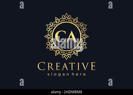 CA Initial Letter Luxury calligraphic feminine floral hand drawn heraldic monogram antique vintage style luxury logo design Premium Stock Vector