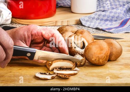 mushroom, cutting, mushrooms Stock Photo