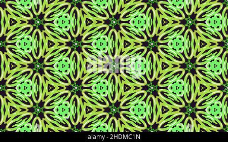 Green and black color seamless pattern texture and template. Multicolored. Colorful ornamental graphic design. Colored mosaic ornaments. Vector illust Stock Vector