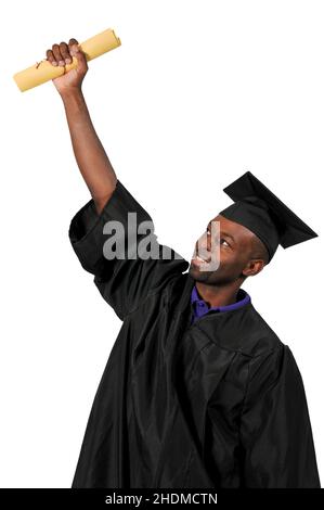 Young man in his graduation robes Stock Photo