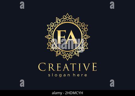 FA Initial Letter Luxury calligraphic feminine floral hand drawn heraldic monogram antique vintage style luxury logo design Premium Stock Vector