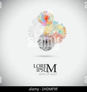 Logo is a multi-colored round flowers . Vector illustration Stock Vector